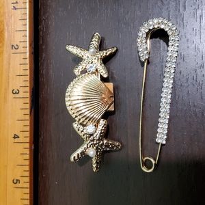 Ocean Style Barret n Rhinestone Safety Pin